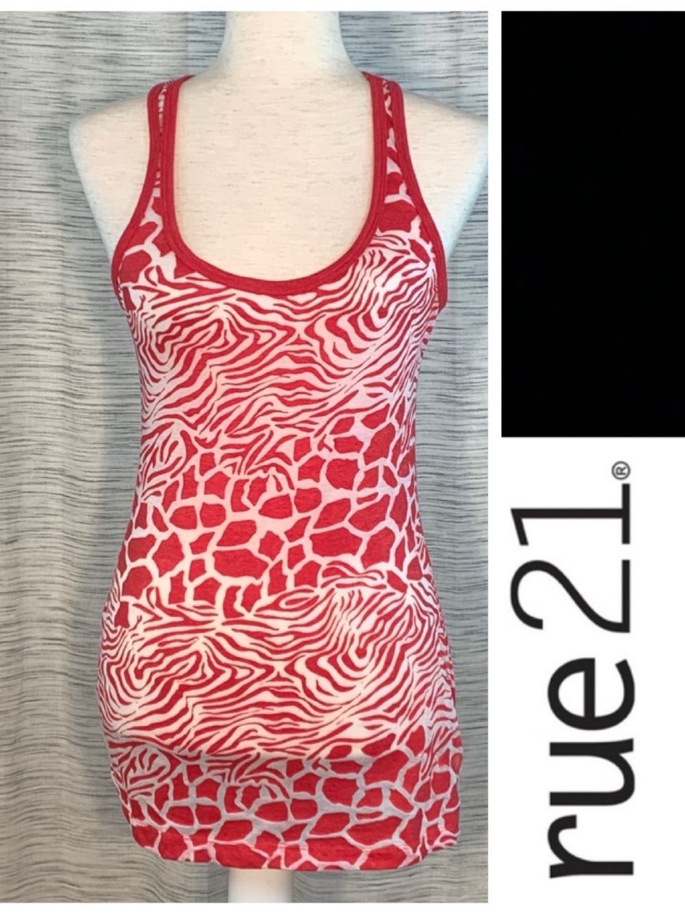 rue21 red and white racer back tank top.